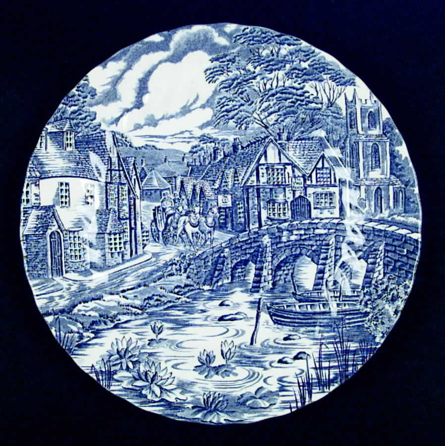 The Post House, Blue Dinner Plate by Alfred Meakin-1