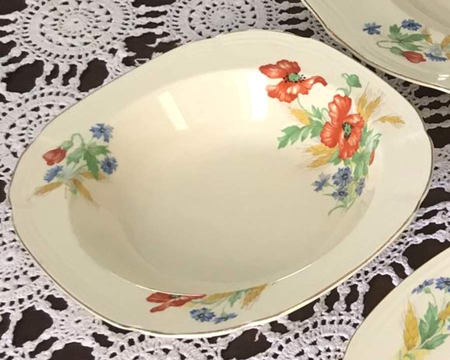 Poppy Square Cereal Bowl by Alfred Meakin-1
