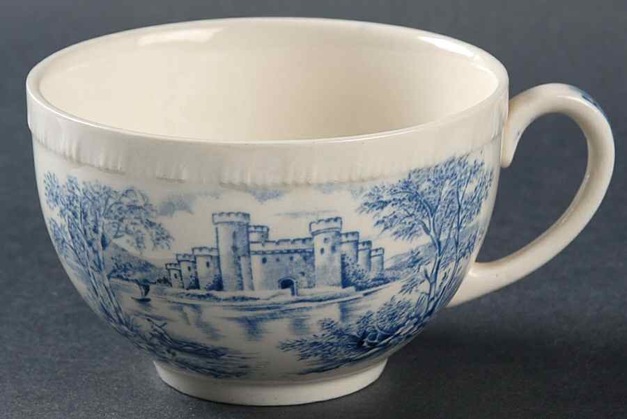 Queens Castle Blue Flat Cup by Alfred Meakin-1