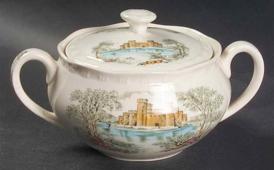 Queens Castle Multicolor Sugar Bowl & Lid by Alfred Meakin-1
