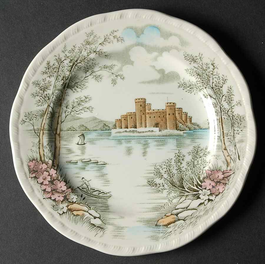 Queens Castle Multicolor Dessert/Pie Plate by Alfred Meakin-1