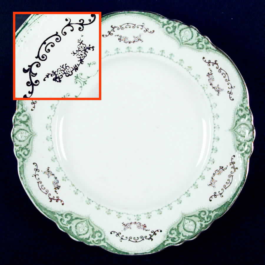 Raleigh Green Luncheon Plate by Alfred Meakin-1