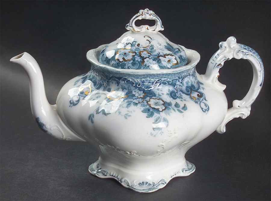 Richmond Blue Green Teapot & Lid by Alfred Meakin-1