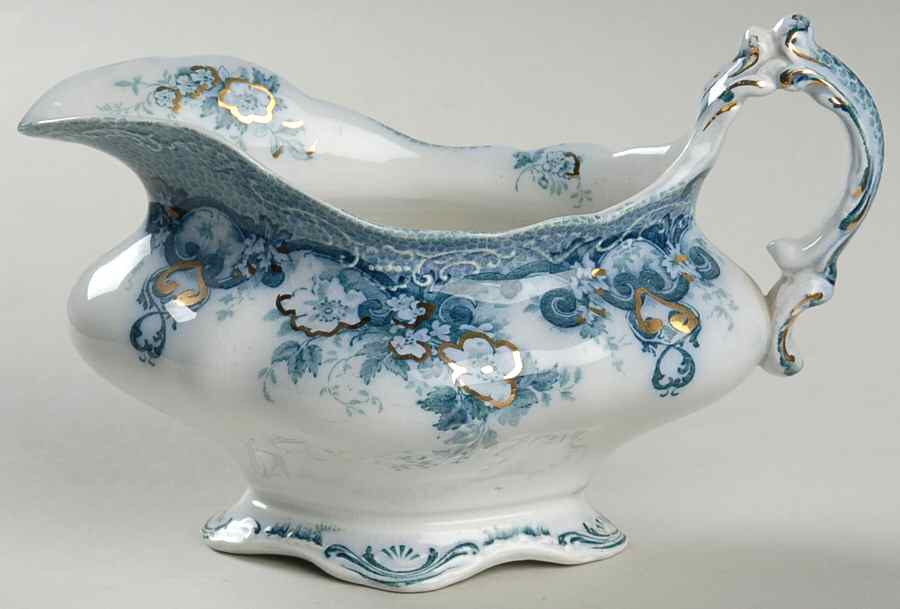 Richmond Blue Green Gravy Boat by Alfred Meakin-1