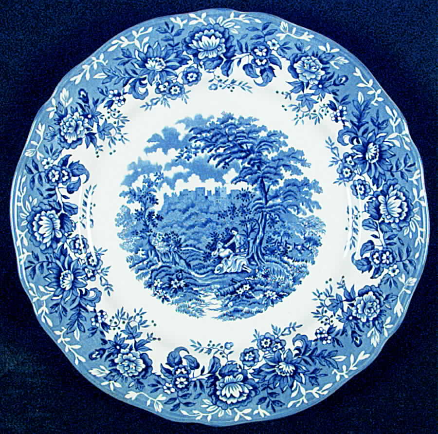 Romance Blue Dinner Plate by Alfred Meakin-1