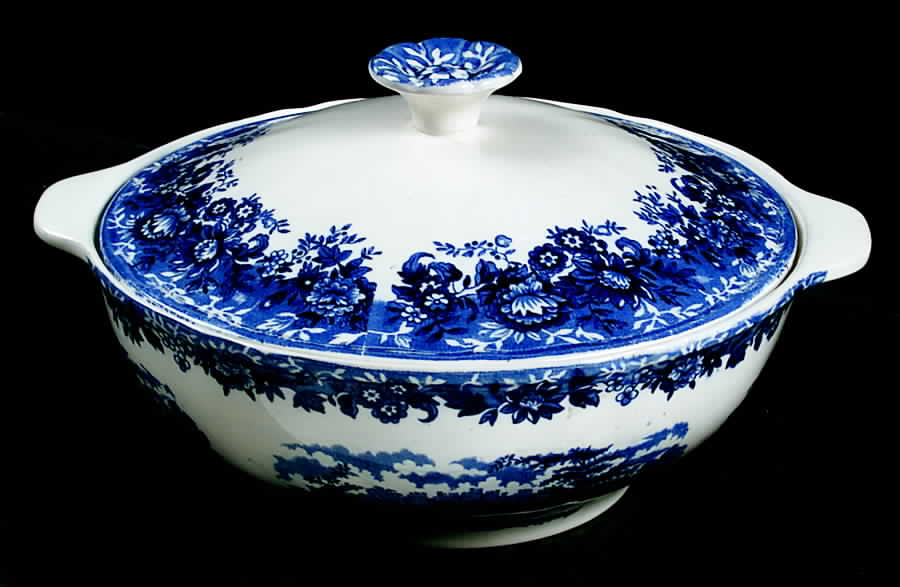Romance Blue Round Covered Vegetable by Alfred Meakin-1