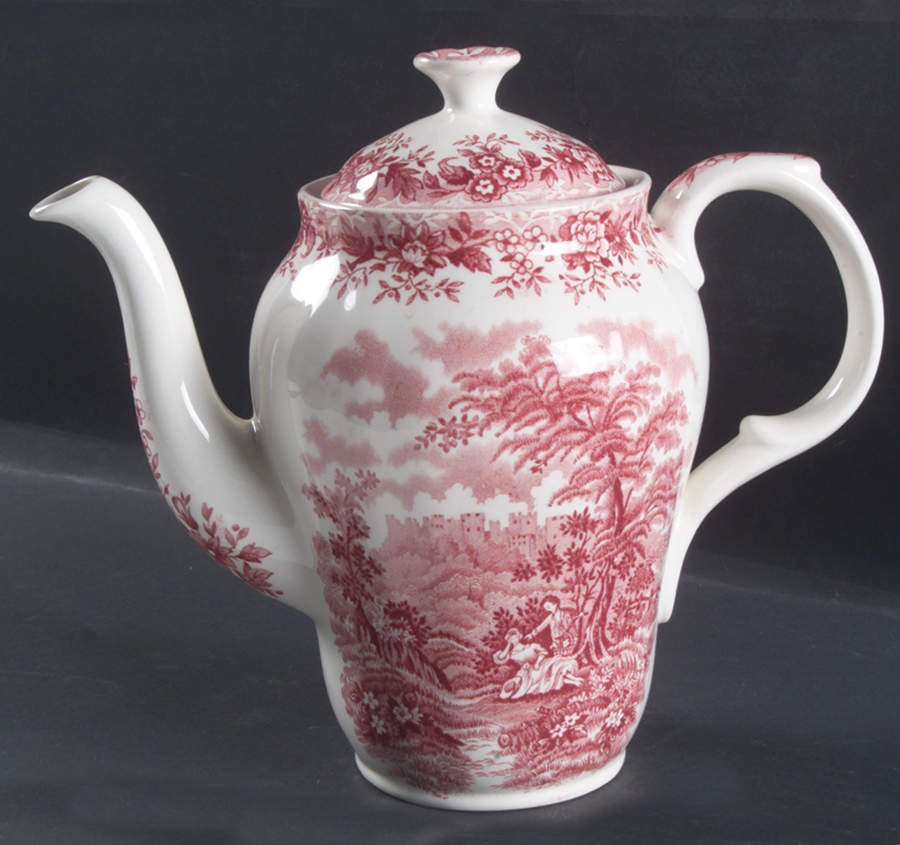 Romance Pink Coffee Pot & Lid by Alfred Meakin-1
