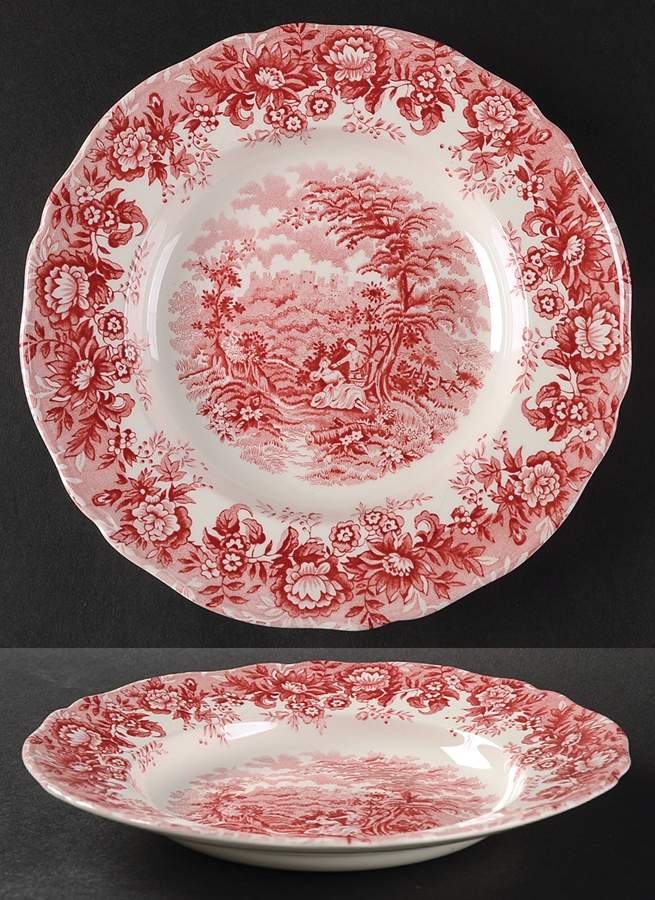 Romance Pink Large Rim Soup Bowl by Alfred Meakin-1