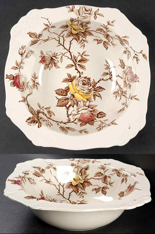 Rosa Brown 9" Round Vegetable Bowl by Alfred Meakin-1
