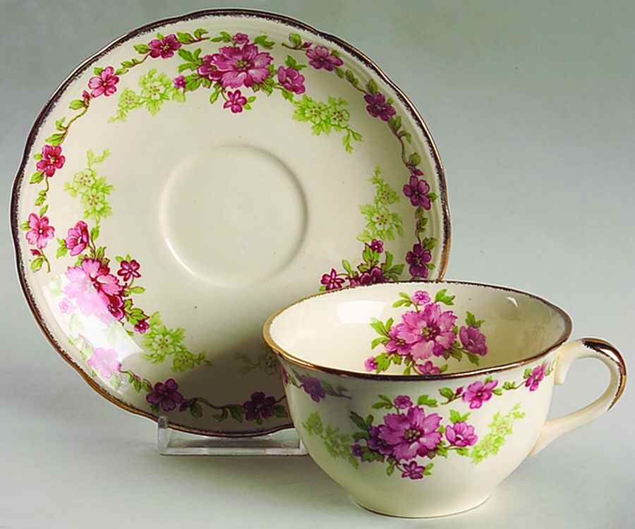 Rosecliffe Flat Cup & Saucer Set by Alfred Meakin-1