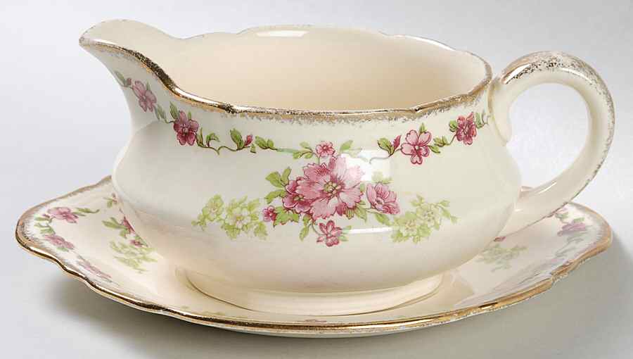 Rosecliffe Gravy Boat & Underplate by Alfred Meakin-1