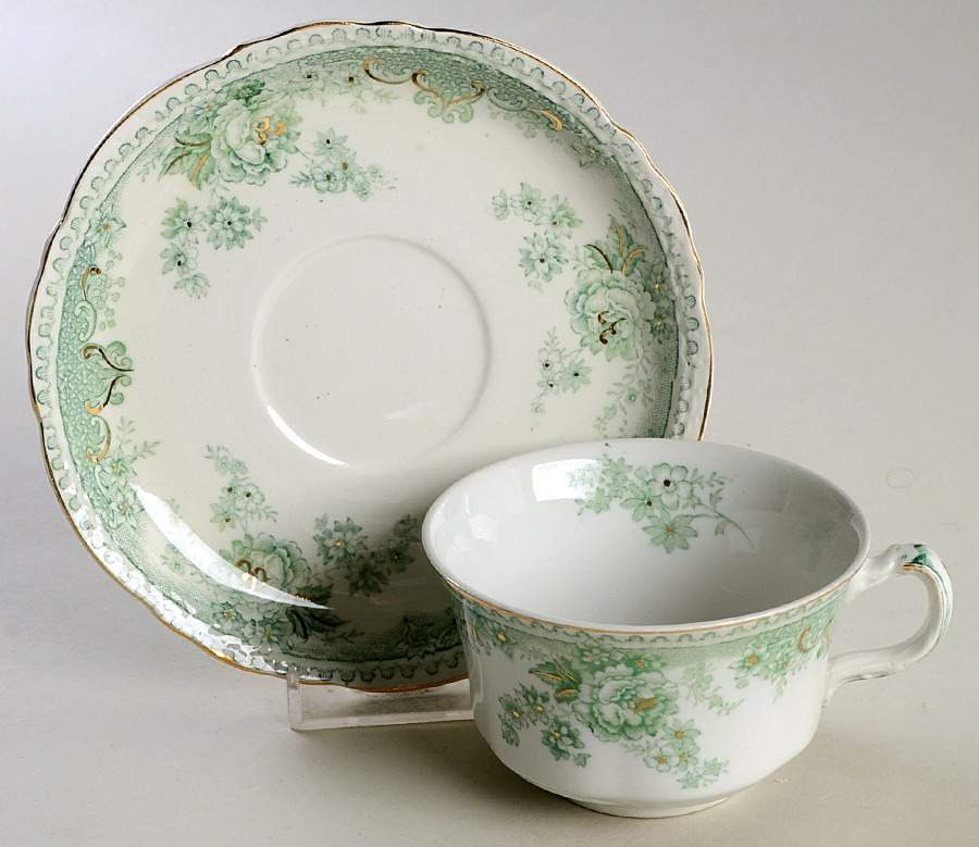 Roselle Flat Cup & Saucer Set by Alfred Meakin-1