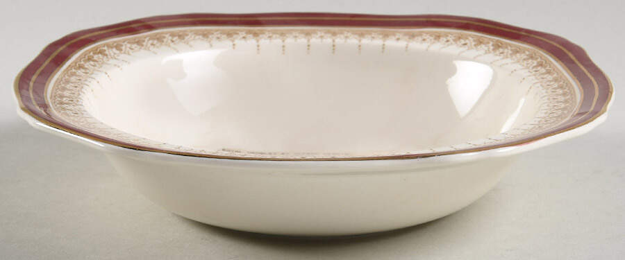 Royal Wembley Burgundy Square Cereal Bowl by Alfred Meakin-1
