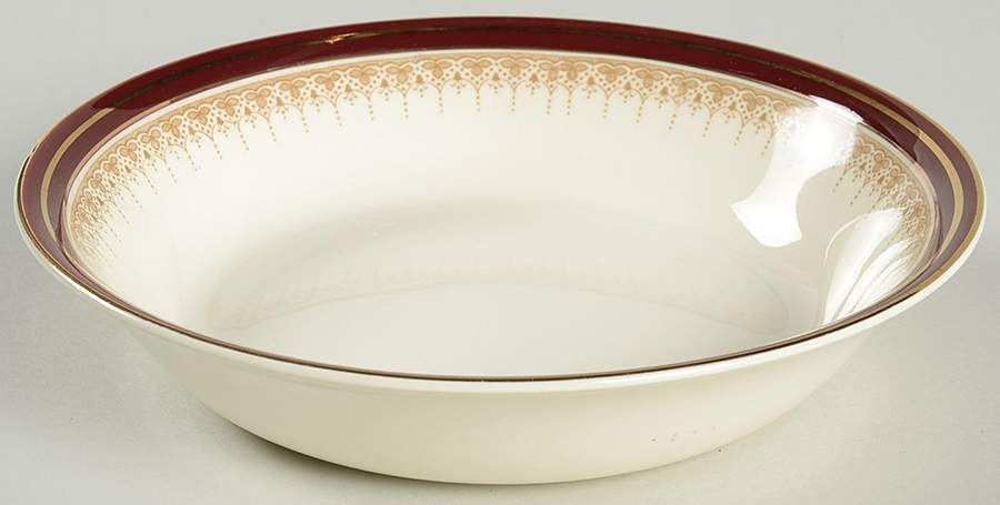 Royal Wembley Burgundy Coupe Soup Bowl by Alfred Meakin-1