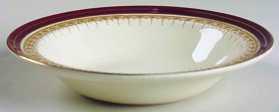 Royal Wembley Burgundy Rim Cereal Bowl by Alfred Meakin-1
