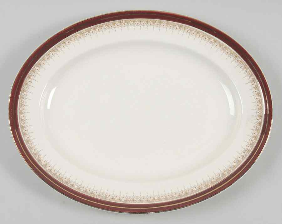 Royal Wembley Burgundy 12" Oval Serving Platter by Alfred Meakin-1