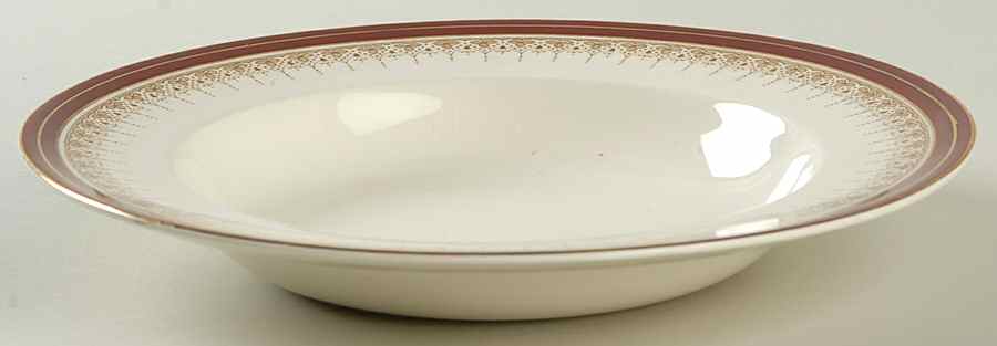 Royal Wembley Burgundy Rim Soup Bowl by Alfred Meakin-1