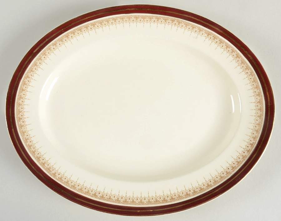 Royal Wembley Burgundy 11" Oval Serving Platter by Alfred Meakin-1