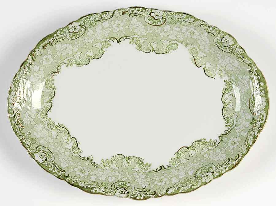 Roxbury Green 10" Oval Serving Platter by Alfred Meakin-1