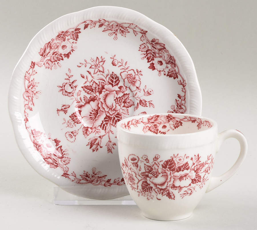 Salisbury Pink Flat Demitasse Cup & Saucer Set by Alfred Meakin-1