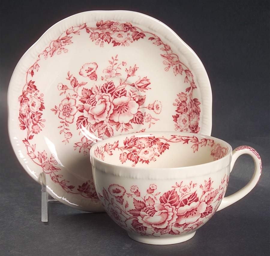 Salisbury Pink Flat Cup & Saucer Set by Alfred Meakin-1