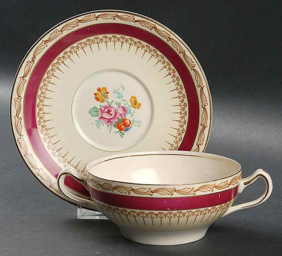 Saracen Flat Cream Soup Bowl & Saucer Set by Alfred Meakin-1
