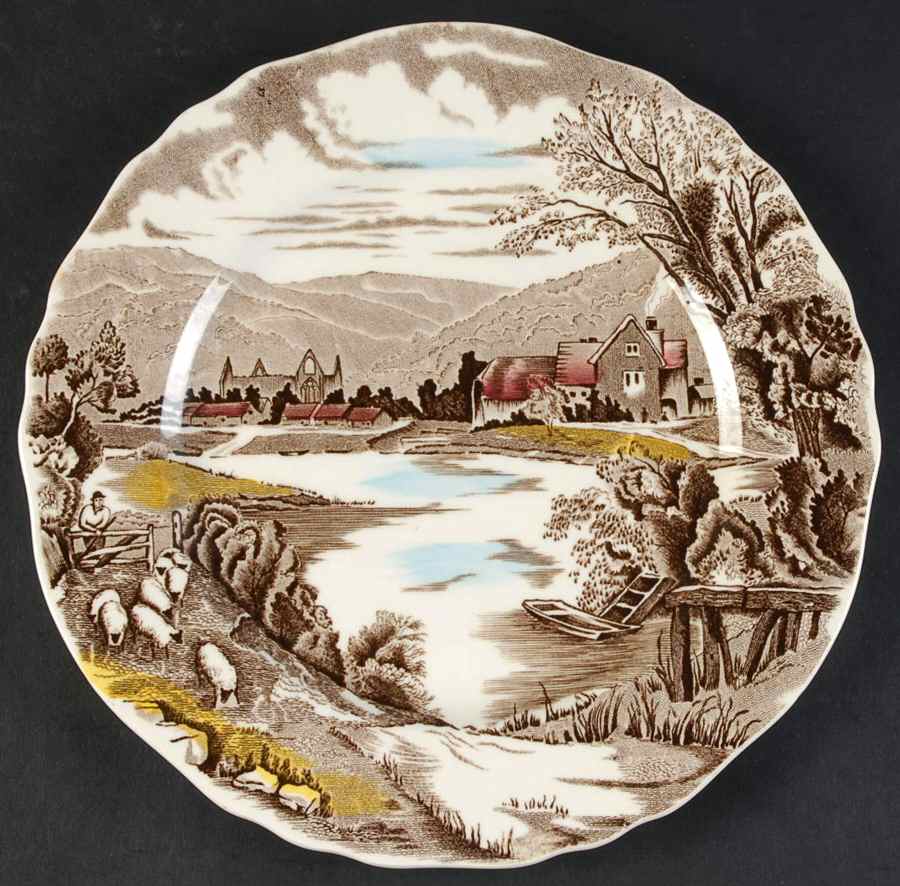 Tintern Brown Multicolor Luncheon Plate by Alfred Meakin-1