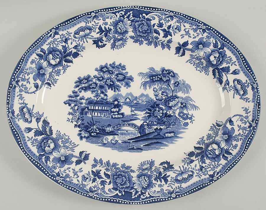 Tonquin Blue 16" Oval Serving Platter by Alfred Meakin-1