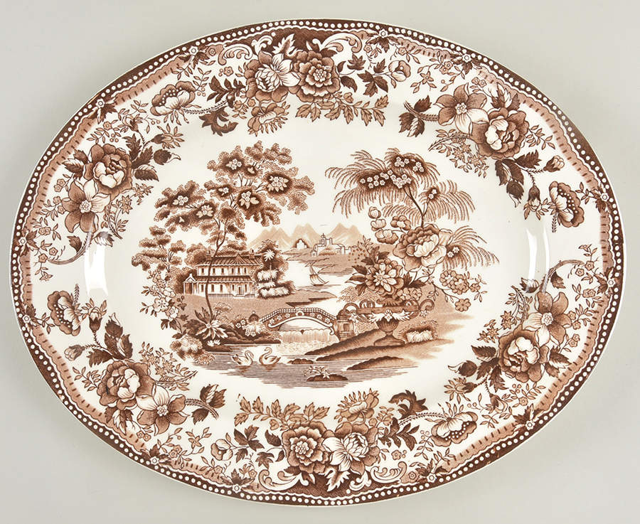 Tonquin Brown 14" Oval Serving Platter by Alfred Meakin-1