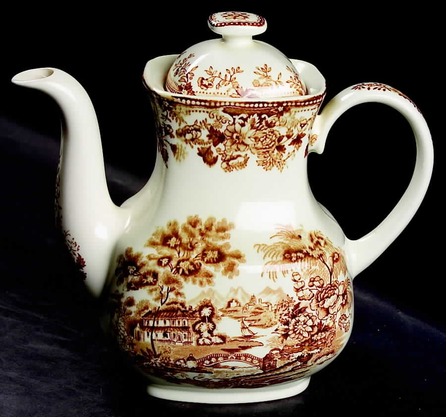 Tonquin Brown Coffee Pot & Lid by Alfred Meakin-1