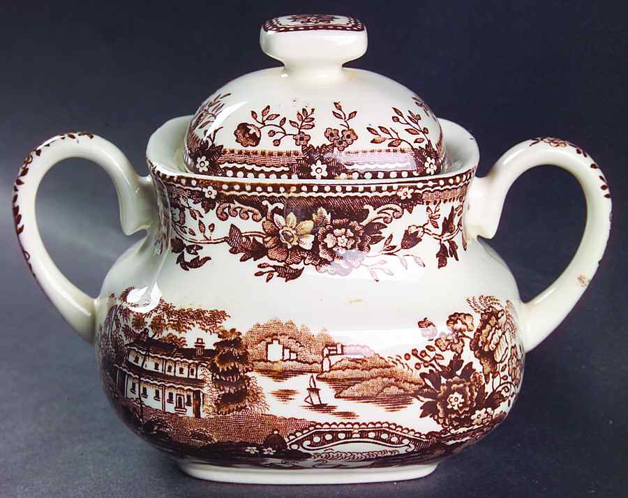 Tonquin Brown Sugar Bowl & Lid by Alfred Meakin-1