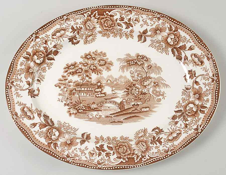 Tonquin Brown 16" Oval Serving Platter by Alfred Meakin-1