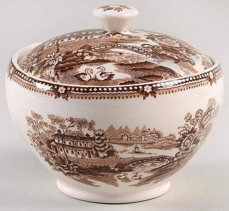 Tonquin Brown Sugar Bowl & Lid by Alfred Meakin-1