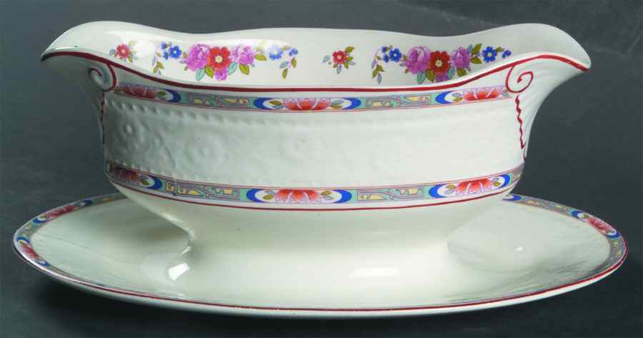 Torquay Gravy Boat with Attached Underplate by Alfred Meakin-1