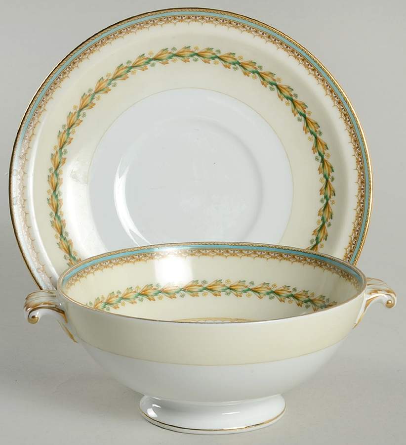 Alden Footed Cream Soup Bowl & Saucer Set by Meito-1