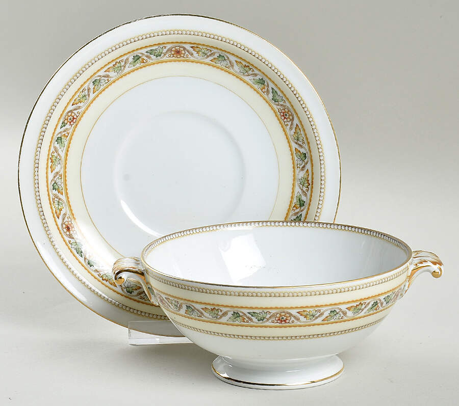 Anita Cream Soup Bowl & Saucer Set by Meito-1