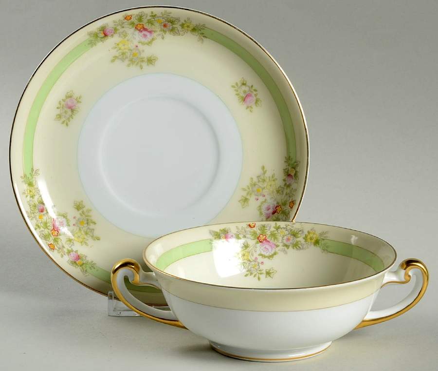 Athlone Footed Cream Soup Bowl & Saucer Set by Meito-1