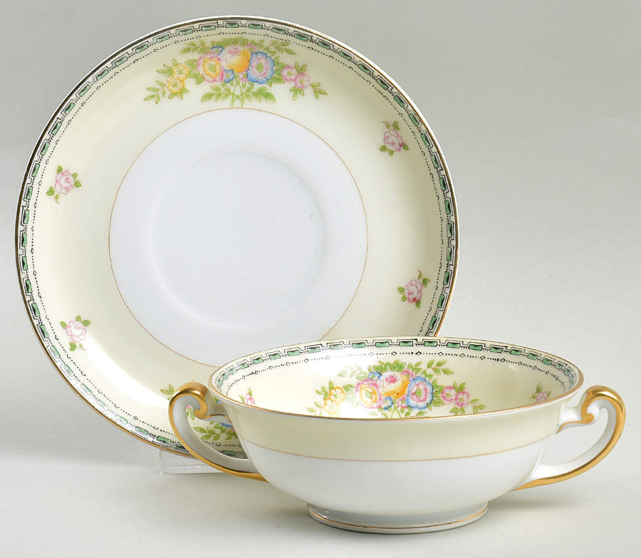 Atwater Footed Cream Soup Bowl & Saucer Set by Meito-1