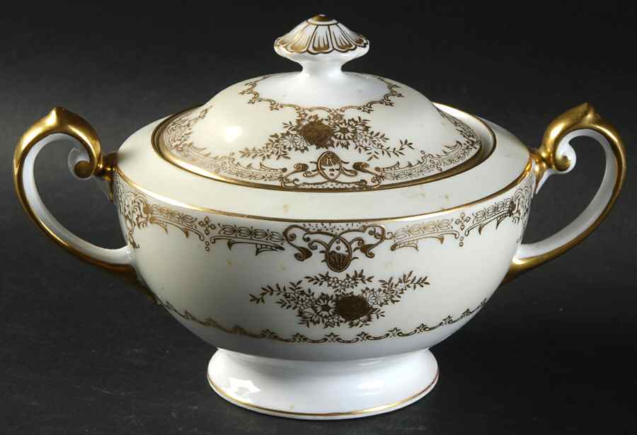 Augusta (Older, Gold Trim) Sugar Bowl & Lid by Meito-1