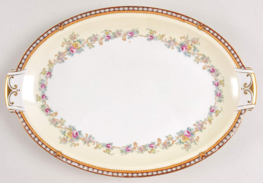 Augusta (Floral, Asama Shape) 13" Oval Serving Platter by Meito-1