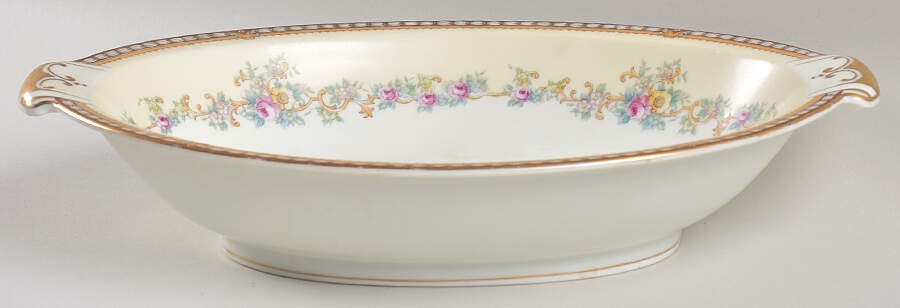 Augusta (Floral, Asama Shape) 12" Oval Vegetable Bowl by Meito-1