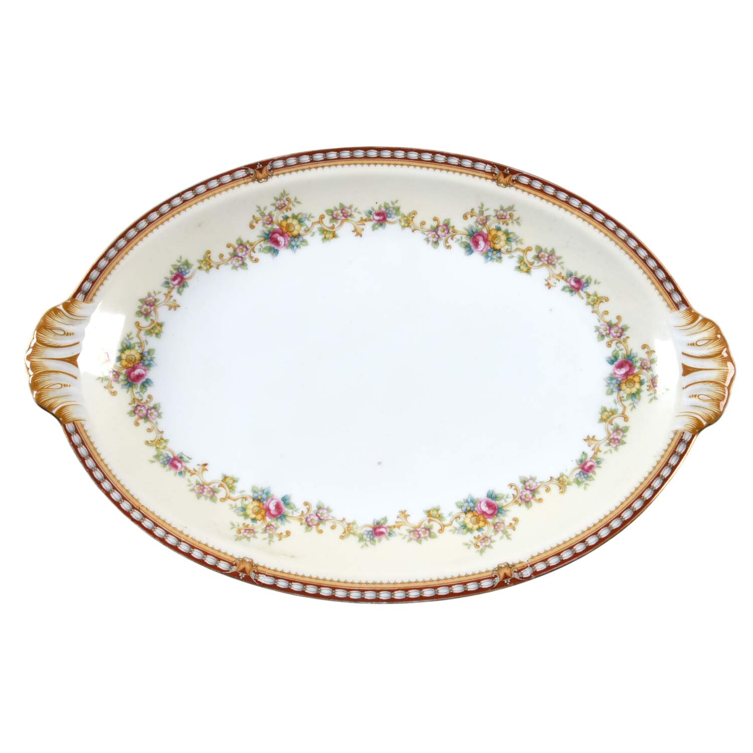 Augusta (Floral, Asama Shape) 12" Oval Serving Platter by Meito-1