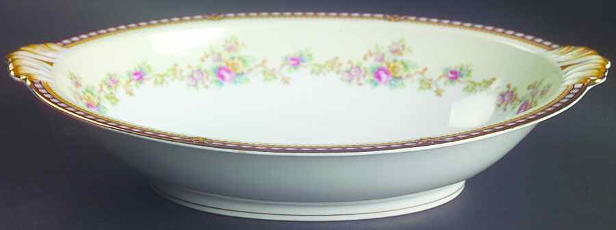 Augusta (Floral, Asama Shape) 11" Oval Vegetable Bowl by Meito-1