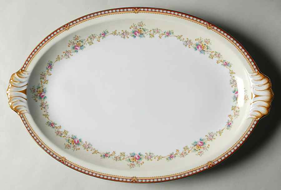 Augusta (Floral, Asama Shape) 17" Oval Serving Platter by Meito-1