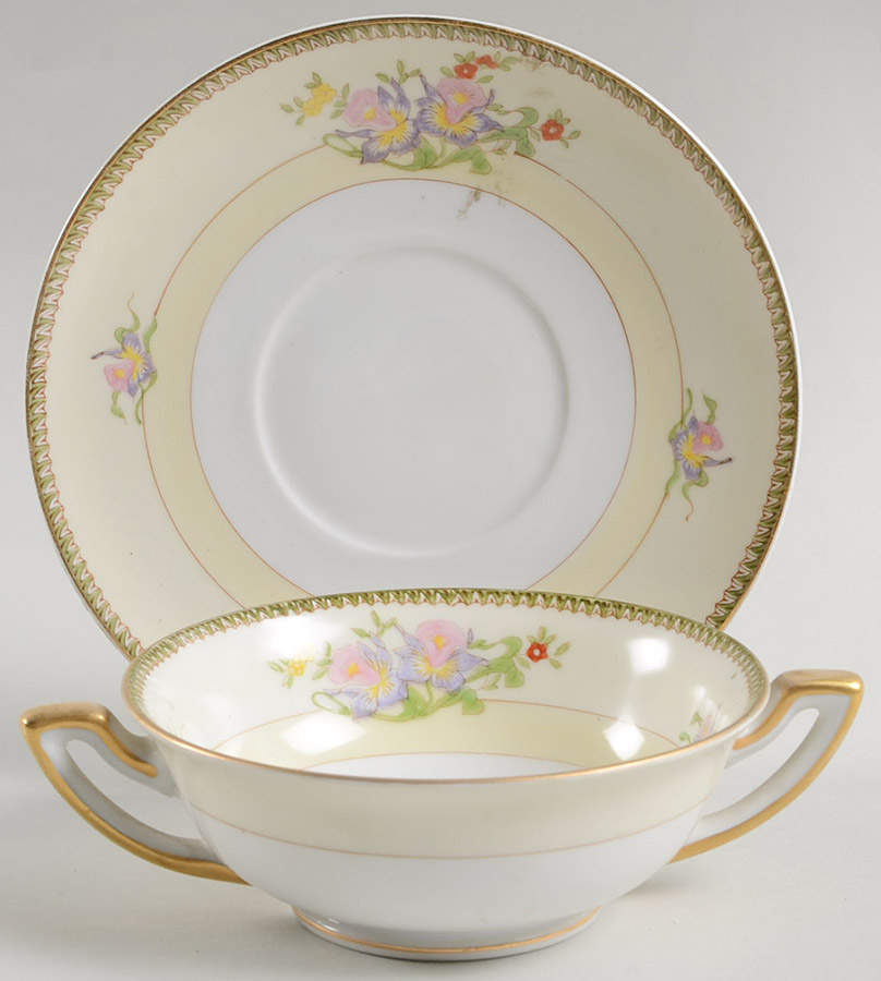 Berkshire Footed Cream Soup Bowl & Saucer Set by Meito-1