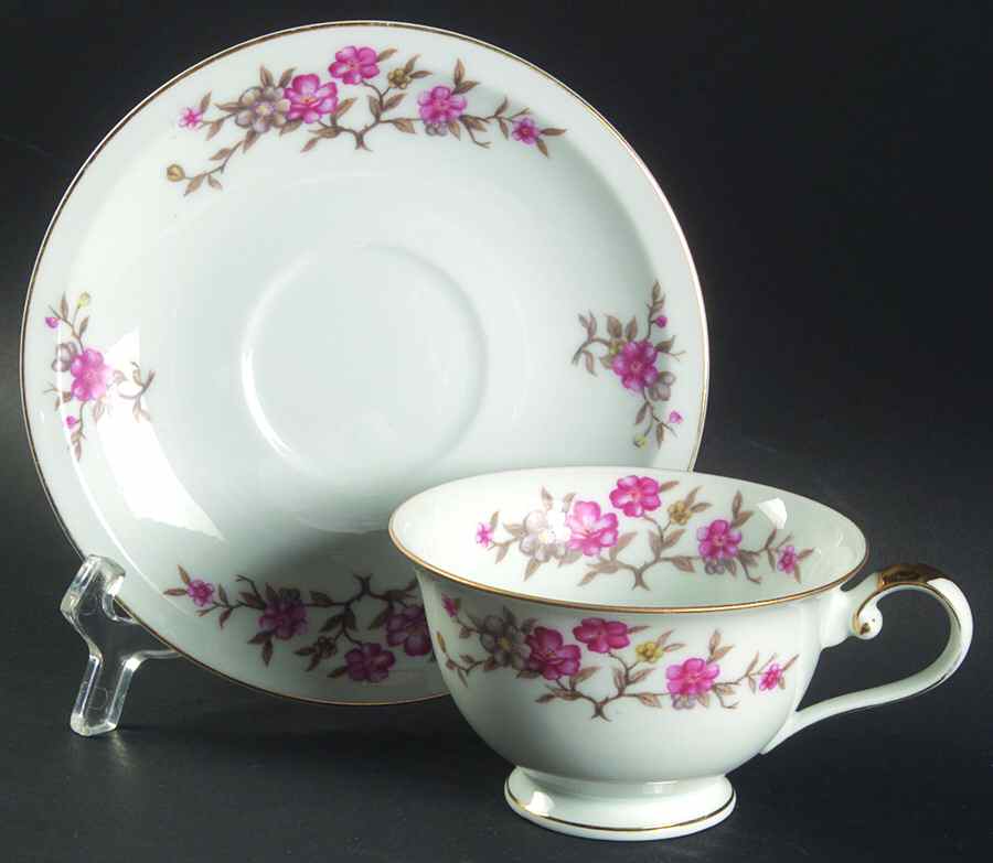 Blossom Footed Cup & Saucer Set by Meito-1