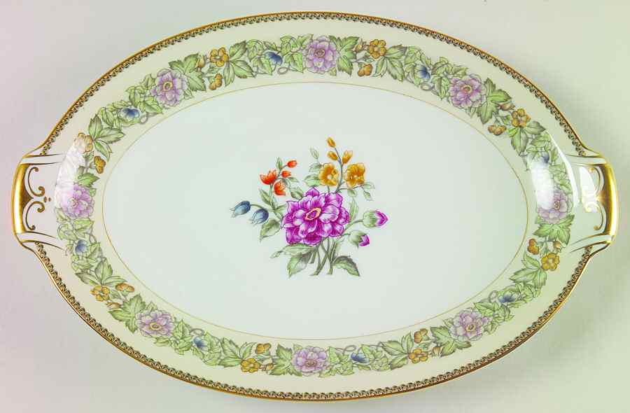 Bouquet 12" Oval Serving Platter by Meito-1