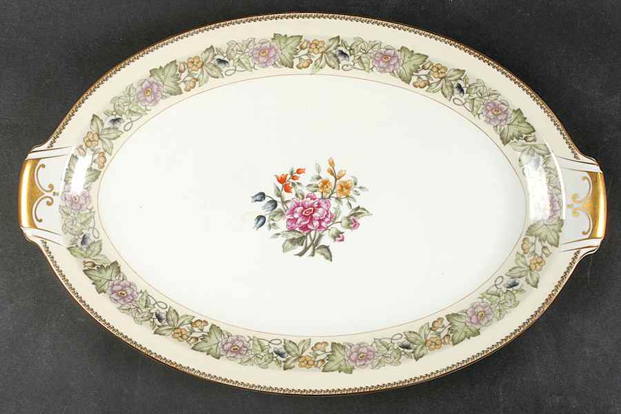 Bouquet 17" Oval Serving Platter by Meito-1