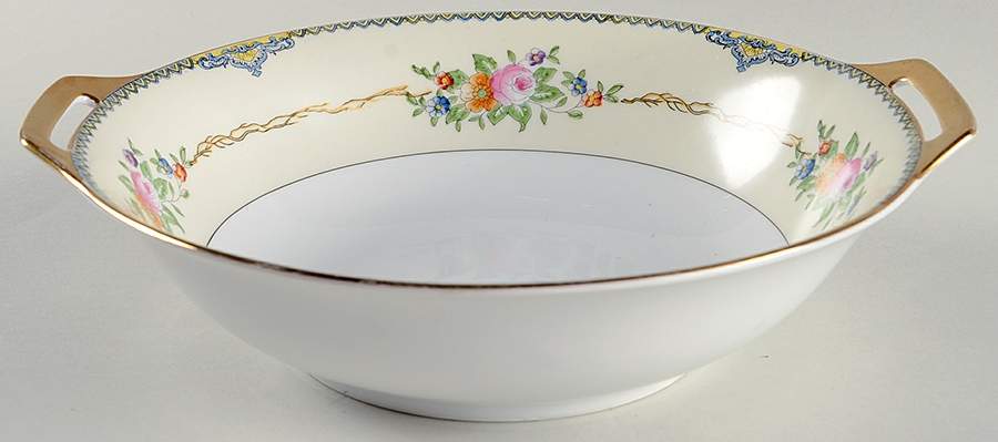Bouquet (No Floral Center) 10" Round Vegetable Bowl by Meito-1
