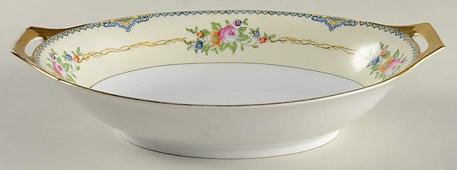 Bouquet (No Floral Center) 11" Oval Vegetable Bowl by Meito-1